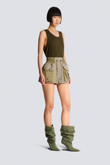 Balmain Pull-On Style Cotton Twill Cargo Shorts in Olive Green Vancouver. Shop Online or in Store.