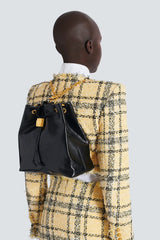 Balmain Pulse Calfskin Leather Backpack with Gold Metal Chains in Black Vancouver. Shop Online or in Store.