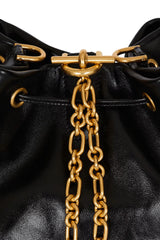 Balmain Pulse Calfskin Leather Backpack with Gold Metal Chains in Black Vancouver. Shop Online or in Store.