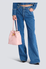 Balmain Pulse Calfskin Leather Backpack with Gold Metal Chains in Pastel Pink Vancouver. Shop Online or in Store.