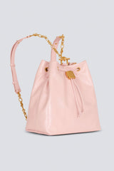 Balmain Pulse Calfskin Leather Backpack with Gold Metal Chains in Pastel Pink Vancouver. Shop Online or in Store.
