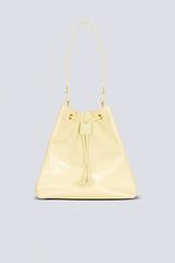 Balmain Pulse Calfskin Leather Backpack with Gold Metal Chains in Pastel Yellow Vancouver. Shop Online or in Store.