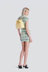 Balmain Pulse Calfskin Leather Backpack with Gold Metal Chains in Pastel Yellow Vancouver. Shop Online or in Store.