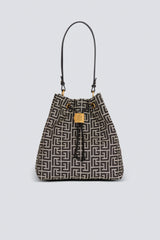 Balmain Pulse Pulse Monogram Jacquard Backpack with Gold Metal Chains in Black Vancouver. Shop Online or in Store.