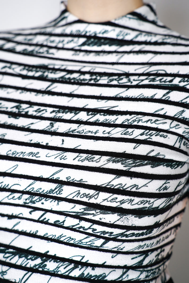 Balmain Satin T-shirt in Black and White "Love Letter" Print Vancouver. Shop Online or in Store.