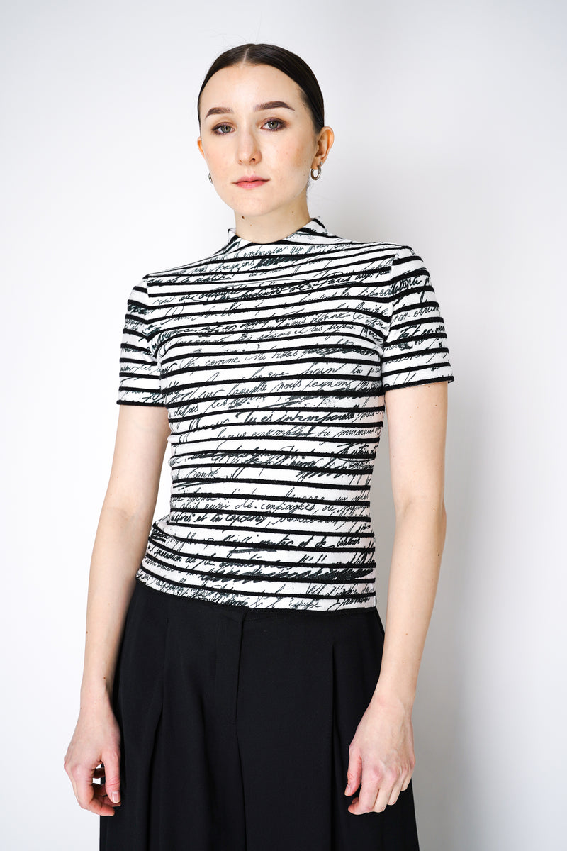 Balmain Satin T-shirt in Black and White "Love Letter" Print Vancouver. Shop Online or in Store.