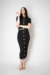 Balmain Short Sleeve Stretch Cable-Knit Cardigan in Black Vancouver. Shop Online or in Store.