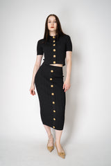 Balmain Short Sleeve Stretch Cable-Knit Cardigan in Black Vancouver. Shop Online or in Store.