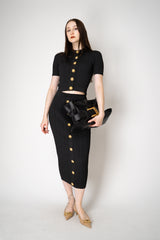 Balmain Short Sleeve Stretch Cable-Knit Cardigan in Black Vancouver. Shop Online or in Store.