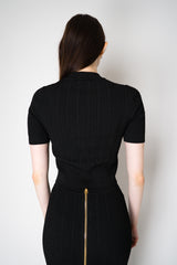 Balmain Short Sleeve Stretch Cable-Knit Cardigan in Black Vancouver. Shop Online or in Store.
