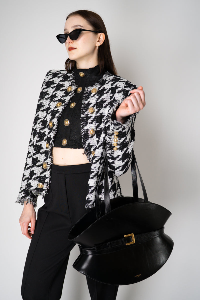 Balmain Shuffle Cinched Medium Bag in Black Leather Vancouver. Shop Online or in Store.