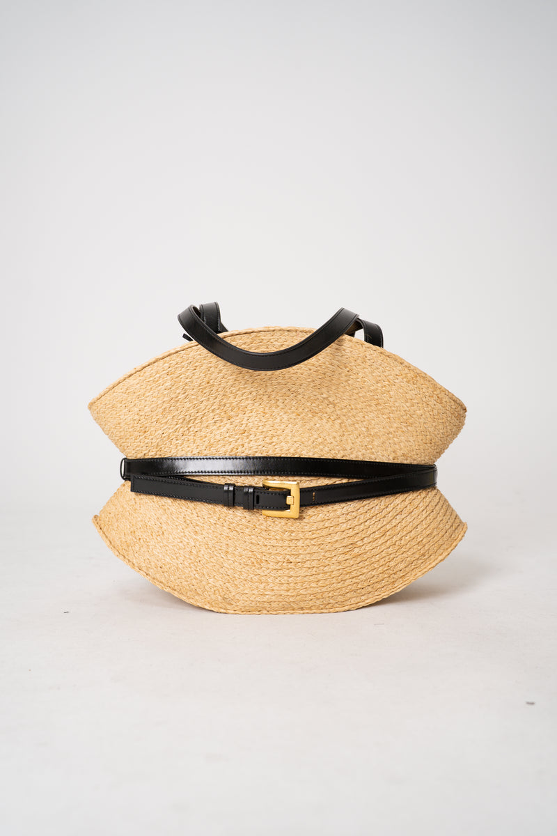 Balmain Shuffle Cinched Medium Bag in Raffia Vancouver. Shop Online or in Store.