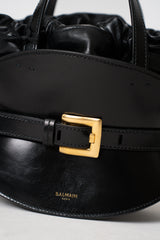 Balmain Shuffle Cinched Mini Bag in Black Leather Vancouver. Shop Online or in Store.