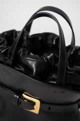 Balmain Shuffle Cinched Mini Bag in Black Leather Vancouver. Shop Online or in Store.