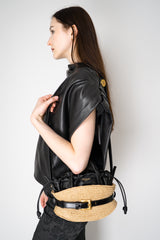 Balmain Shuffle Cinched Mini Bag in Raffia and Leather Vancouver. Shop Online or in Store.
