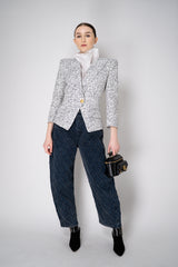 Balmain Single Button Jacket with "Love Letter" Print in White and Black Vancouver. Shop Online or in Store.