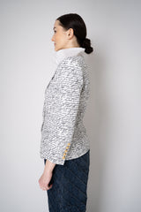 Balmain Single Button Jacket with "Love Letter" Print in White and Black Vancouver. Shop Online or in Store.