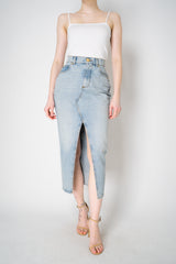 Balmain Slit Front Denim Midi Skirt Vancouver. Shop Online or in Store.