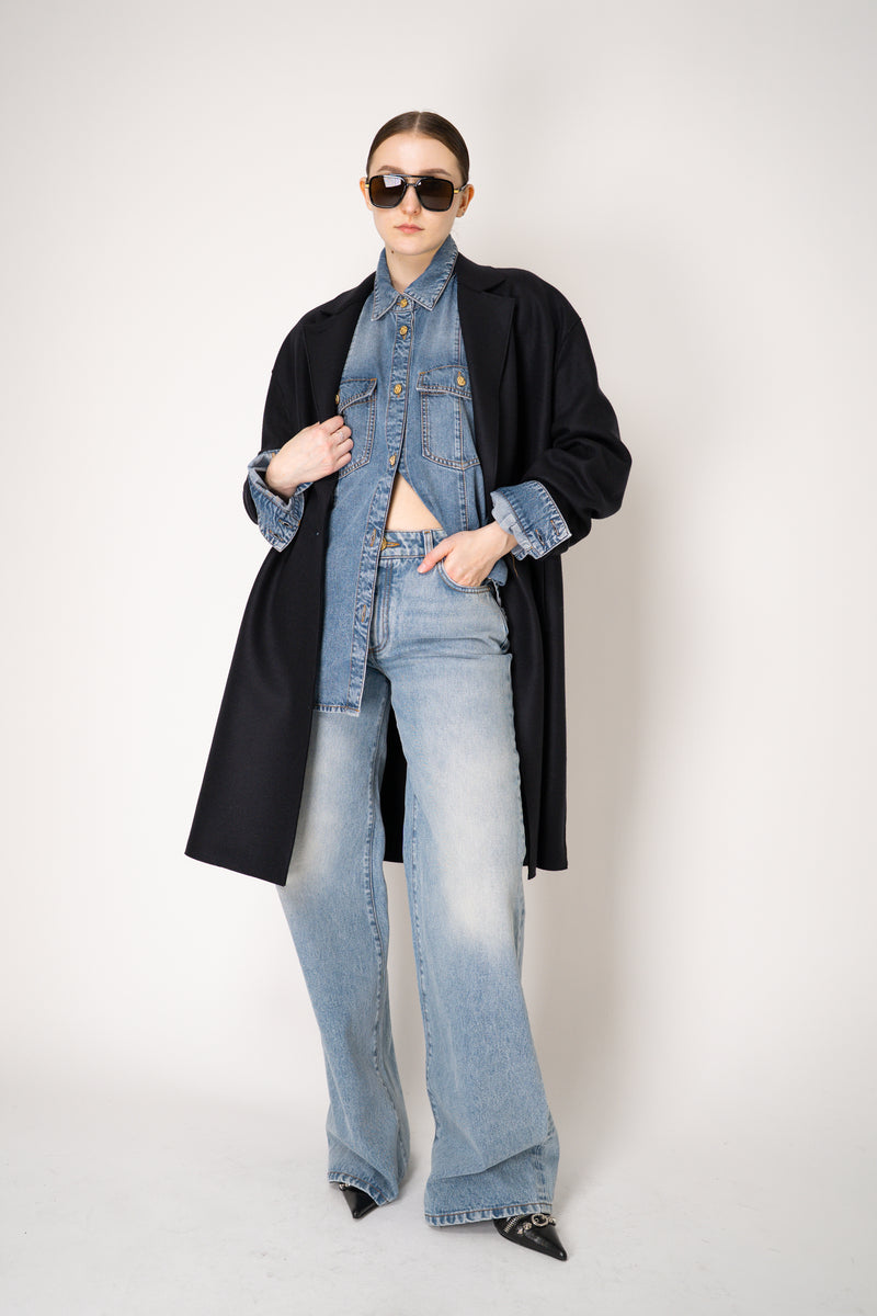 Balmain Straight Leg Faded Denim Jeans in Blue Vancouver. Shop Online or in Store.