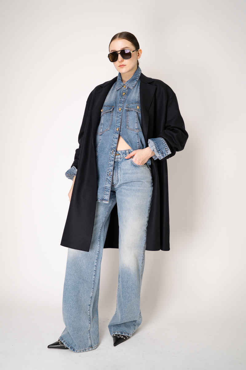 Balmain Straight Leg Faded Denim Jeans in Blue Vancouver. Shop Online or in Store.