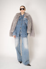 Balmain Straight Leg Faded Denim Jeans in Blue Vancouver. Shop Online or in Store.