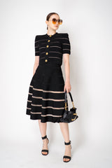 Balmain Stretch Knit Stripes Viscose Knit Cardigan in Black Vancouver. Shop Online or in Store.