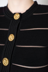Balmain Stretch Knit Stripes Viscose Knit Cardigan in Black Vancouver. Shop Online or in Store.