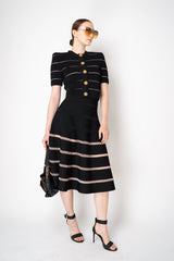Balmain Stretch Knit Stripes Viscose Knit Cardigan in Black Vancouver. Shop Online or in Store.