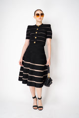 Balmain Stretch Knit Stripes Viscose Knit Cardigan in Black Vancouver. Shop Online or in Store.