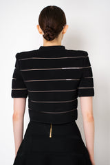 Balmain Stretch Knit Stripes Viscose Knit Cardigan in Black Vancouver. Shop Online or in Store.