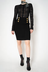 Balmain Stretch Knit Viscose Pencil Skirt in Black Vancouver. Shop Online or in Store.