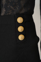 Balmain Stretch Knit Viscose Pencil Skirt in Black Vancouver. Shop Online or in Store.