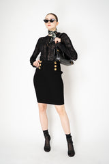 Balmain Stretch Knit Viscose Pencil Skirt in Black Vancouver. Shop Online or in Store.