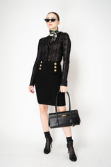 Balmain Stretch Knit Viscose Pencil Skirt in Black Vancouver. Shop Online or in Store.