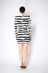 Balmain Striped "Love Letter" Jacquard Knit Dress in White Vancouver. Shop Online or in Store.