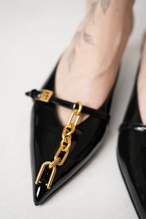 Balmain Sync Patent Leather Stilleto Kitten Heels Mules with Pointed Toes in Black Vancouver. Shop Online or in Store.