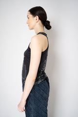 Balmain Tank Top with Trompe-L'œil Pearl Corset Print Black Vancouver. Shop Online or in Store.
