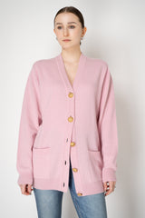 Balmain V-Neck Eco Cashmere Loose Fit Cardigan in Pink Vancouver. Shop Online or in Store.