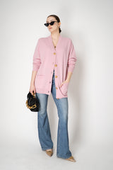 Balmain V-Neck Eco Cashmere Loose Fit Cardigan in Pink Vancouver. Shop Online or in Store.