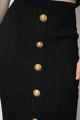 Balmain Viscose Blend Cable Knit Skirt in Black Vancouver. Shop Online or in Store.