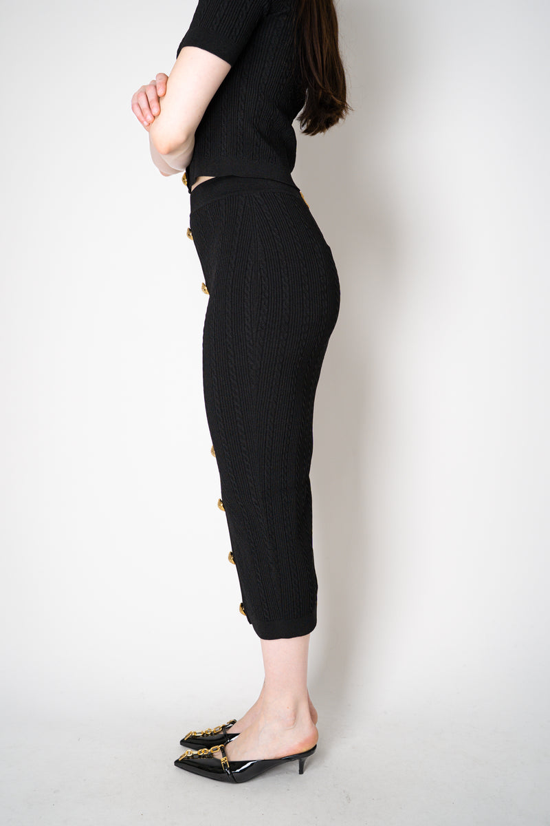 Balmain Viscose Blend Cable Knit Skirt in Black Vancouver. Shop Online or in Store.
