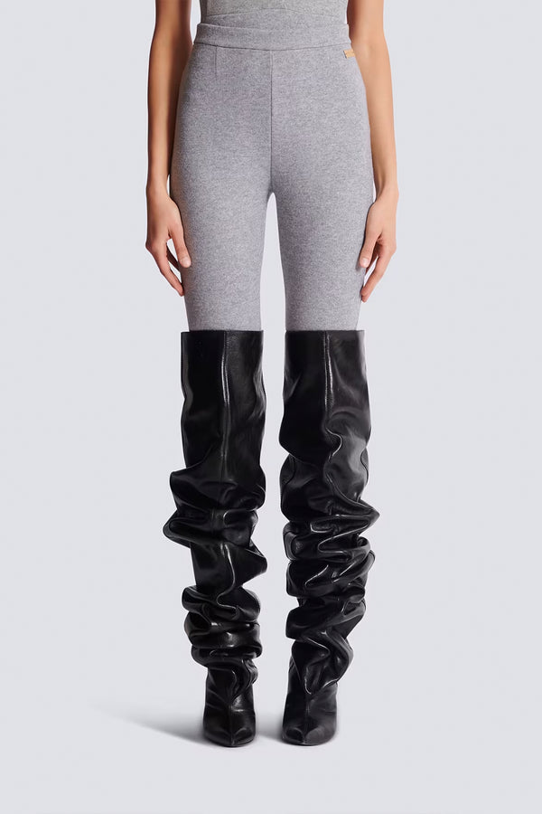 Balmain Wool Blend Knit Leggings in Heather Grey Vancouver. Shop Online or in Store.