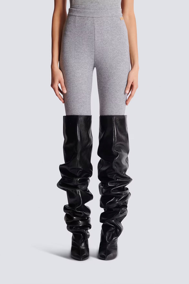 Balmain Wool Blend Knit Leggings in Heather Grey Vancouver. Shop Online or in Store.