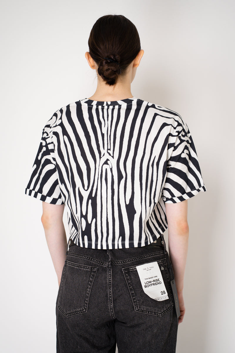 Balmain Zebra Branded Cropped T-Shirt in Black and White Vancouver. Shop Online or in Store.