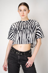Balmain Zebra Branded Cropped T-Shirt in Black and White Vancouver. Shop Online or in Store.