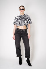 Balmain Zebra Branded Cropped T-Shirt in Black and White Vancouver. Shop Online or in Store.