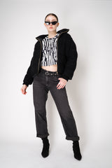 Balmain Zebra Branded Cropped T-Shirt in Black and White Vancouver. Shop Online or in Store.