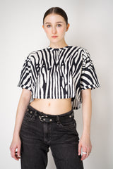 Balmain Zebra Branded Cropped T-Shirt in Black and White Vancouver. Shop Online or in Store.