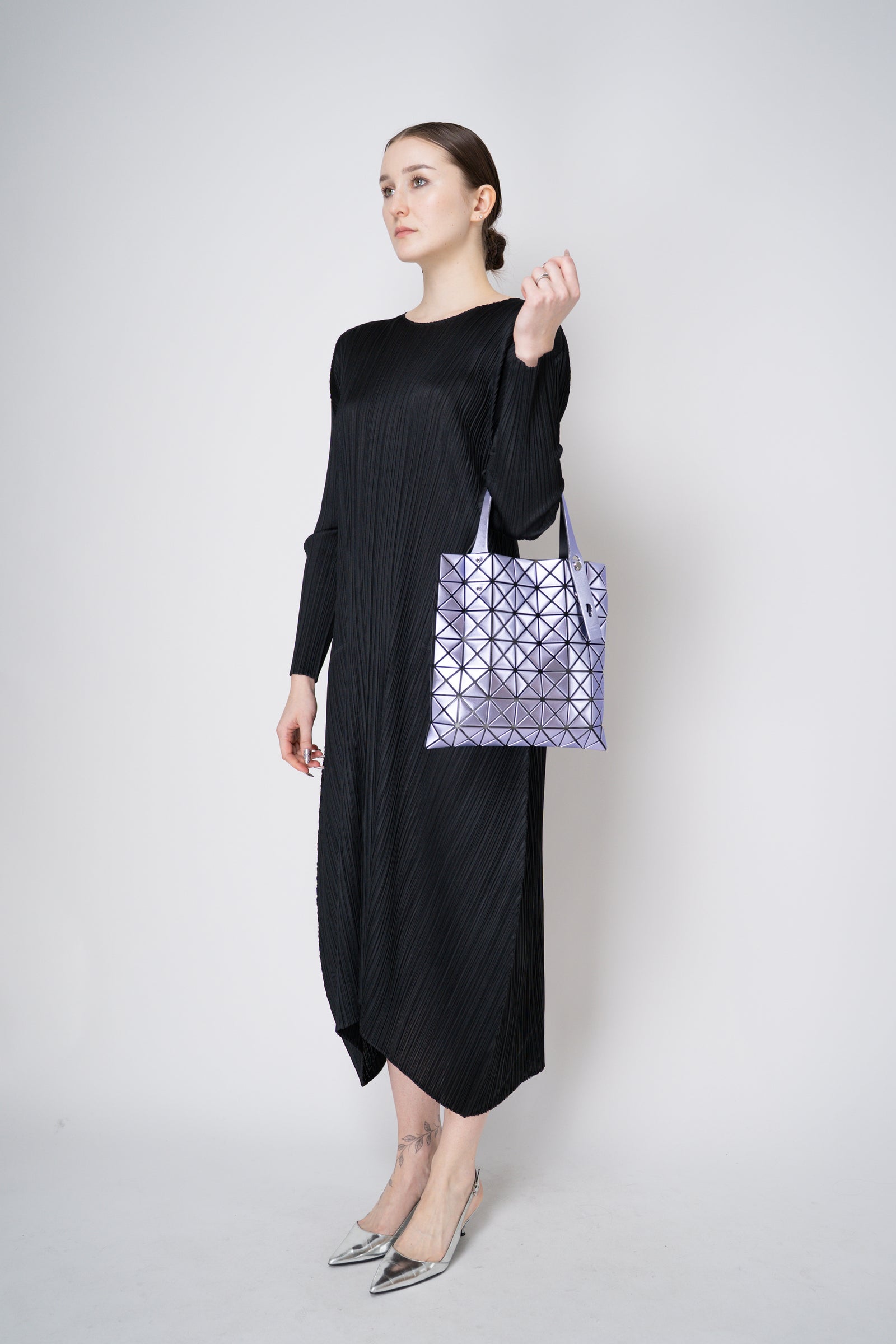 Bao Bao Issey Miyake Platinum Mini Metallic Tote Bag in Purple