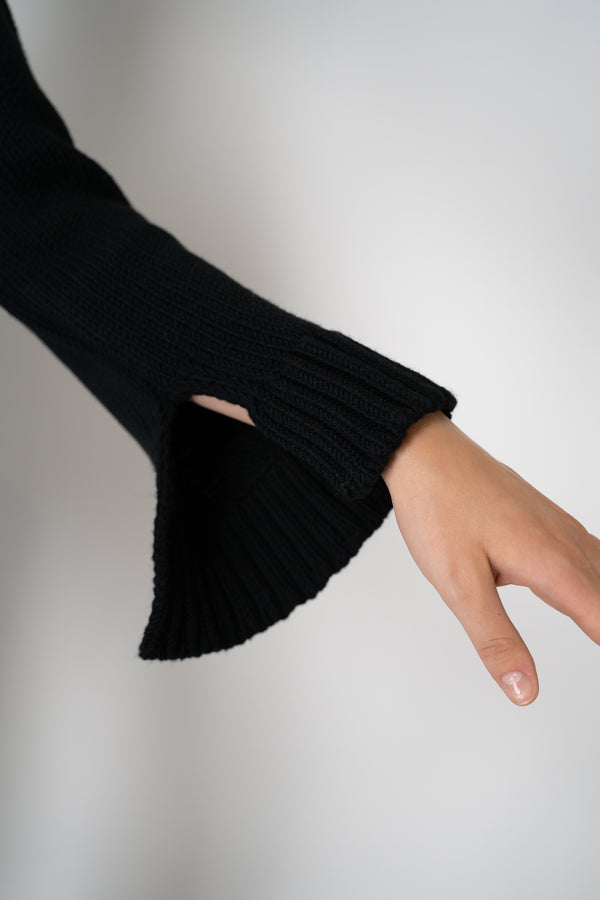 Base Milano Merino Wool Knit Cropped Turtleneck Pullover in Black Vancouver. Shop Online or in Store. 